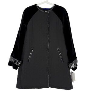 Jane Post Women's Black Trim Quilted Jacket Sz M Sleeve w/Buckles Full Lined NWT